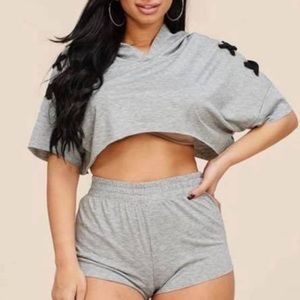 Grey hoodie short set